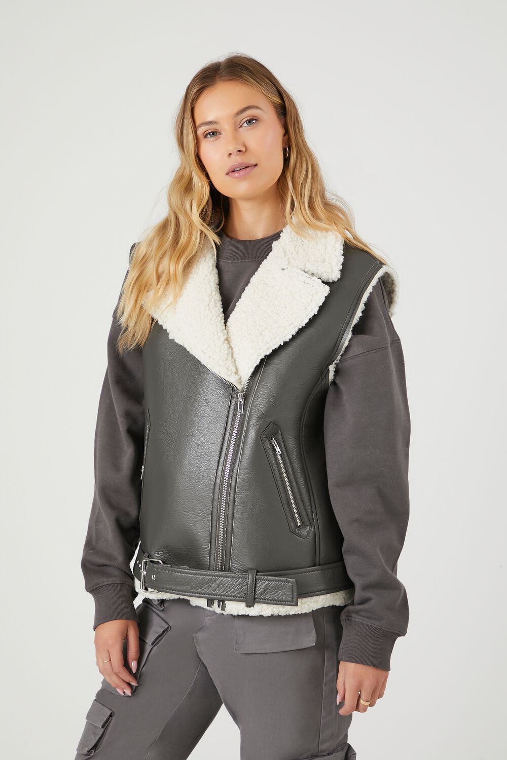 Faux Shearling-Trim Vest