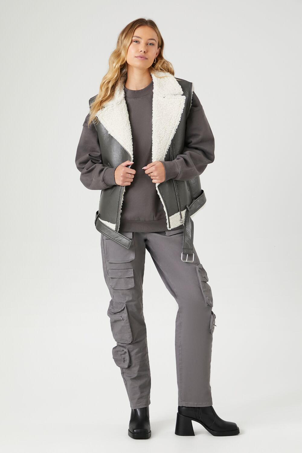 Faux Shearling-Trim Vest