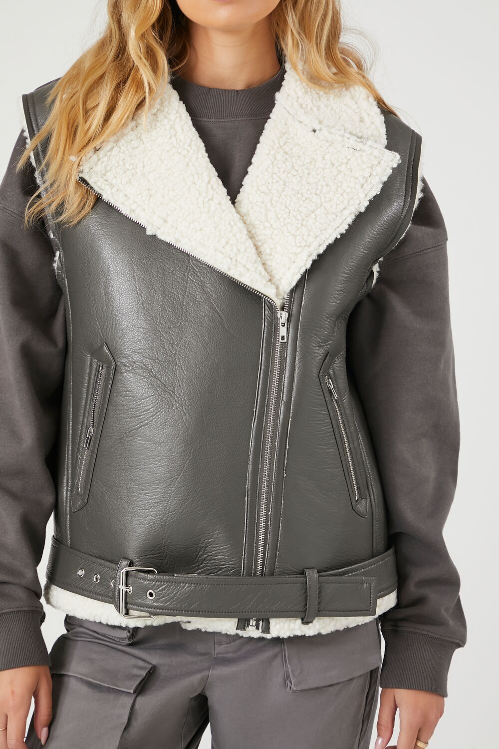 Faux Shearling-Trim Vest