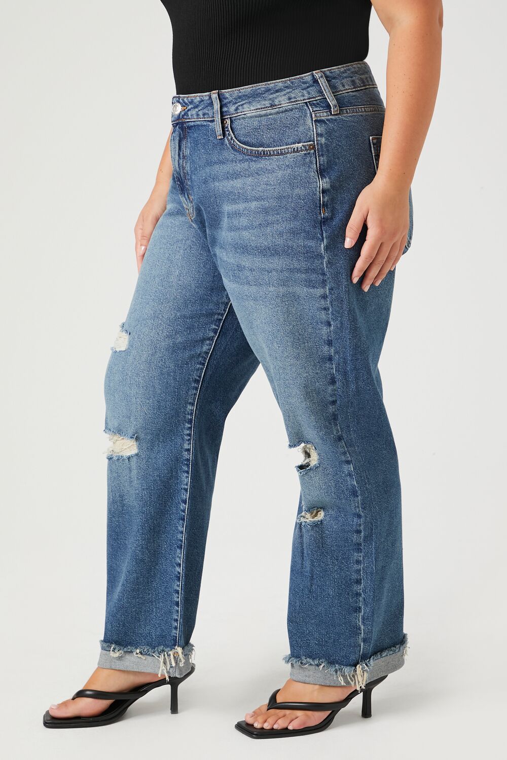 Plus Size Stretch-Denim Boyfriend Jeans