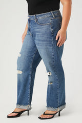 Plus Size Stretch-Denim Boyfriend Jeans