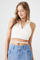 Wraparound Split-Neck Halter Top