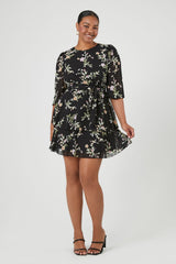 Plus Size Floral Ruffle Mini Dress