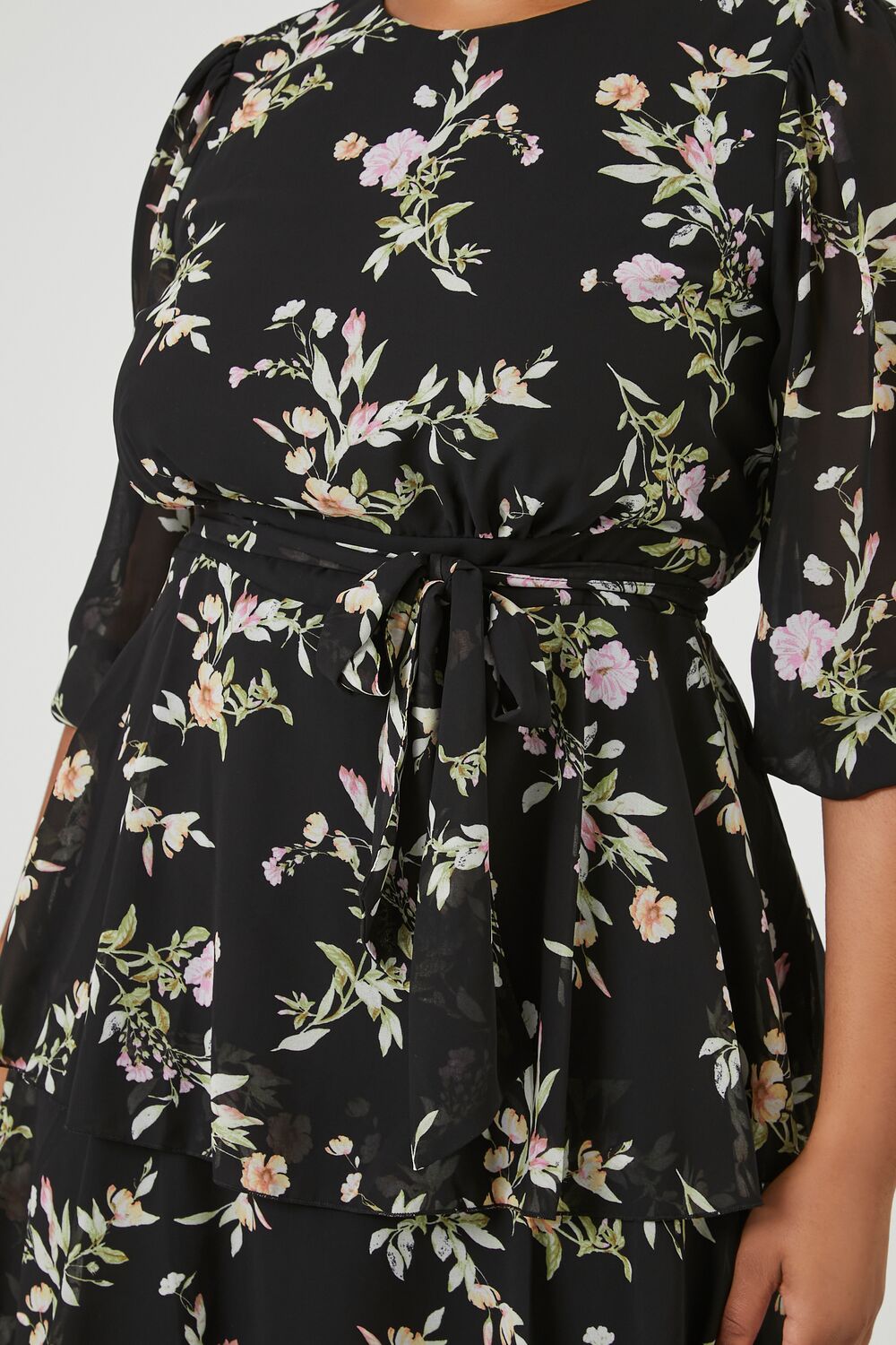 Plus Size Floral Ruffle Mini Dress