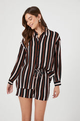 Striped Long-Sleeve Shirt & Shorts Set