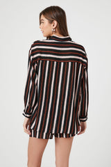 Striped Long-Sleeve Shirt & Shorts Set