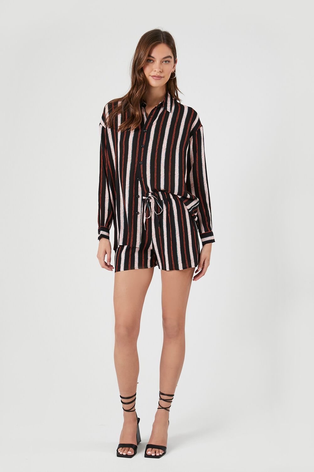 Striped Long-Sleeve Shirt & Shorts Set