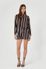 Striped Long-Sleeve Shirt & Shorts Set