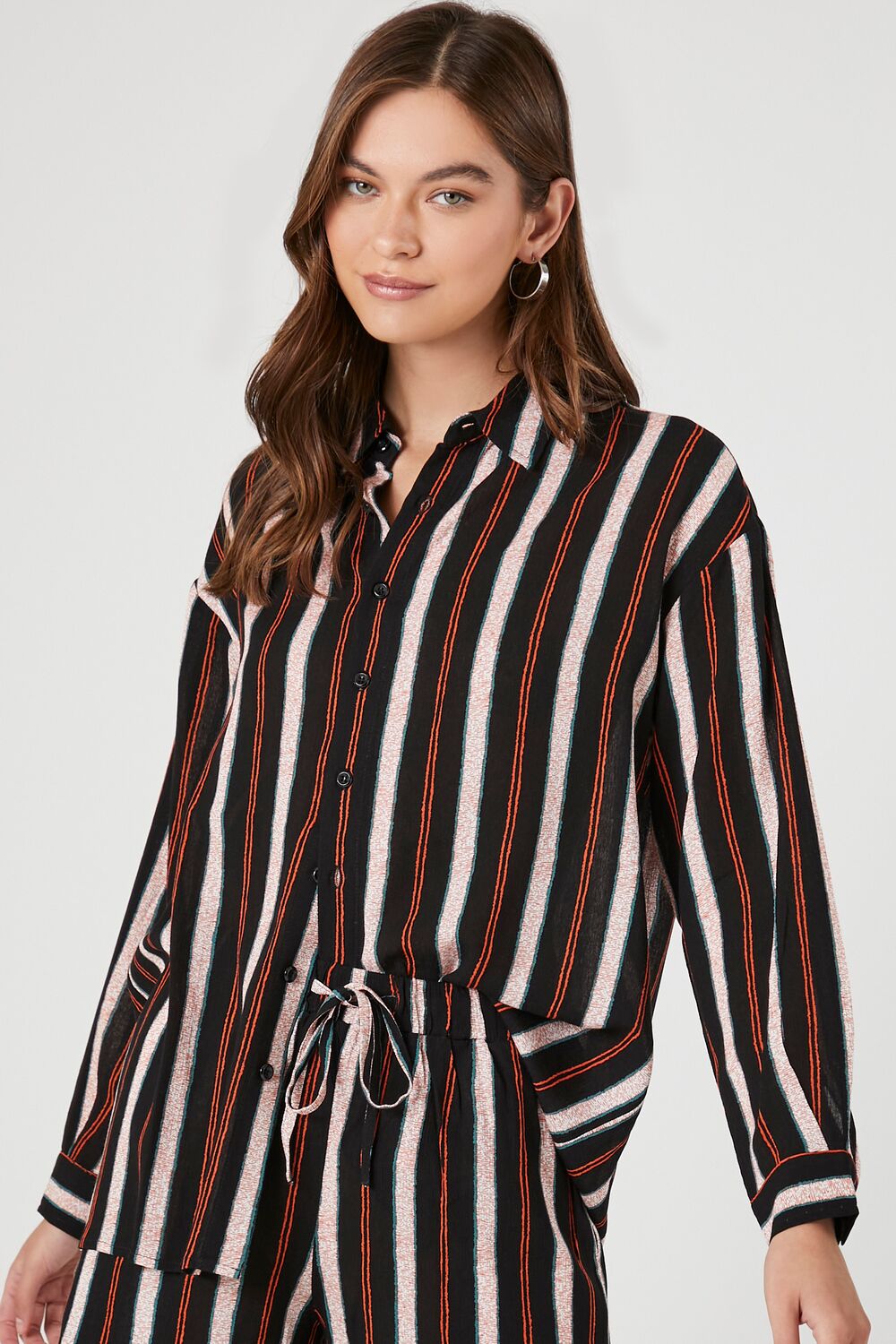 Striped Long-Sleeve Shirt & Shorts Set