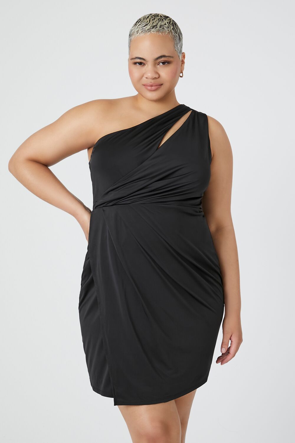 Plus Size One-Shoulder Mini Dress