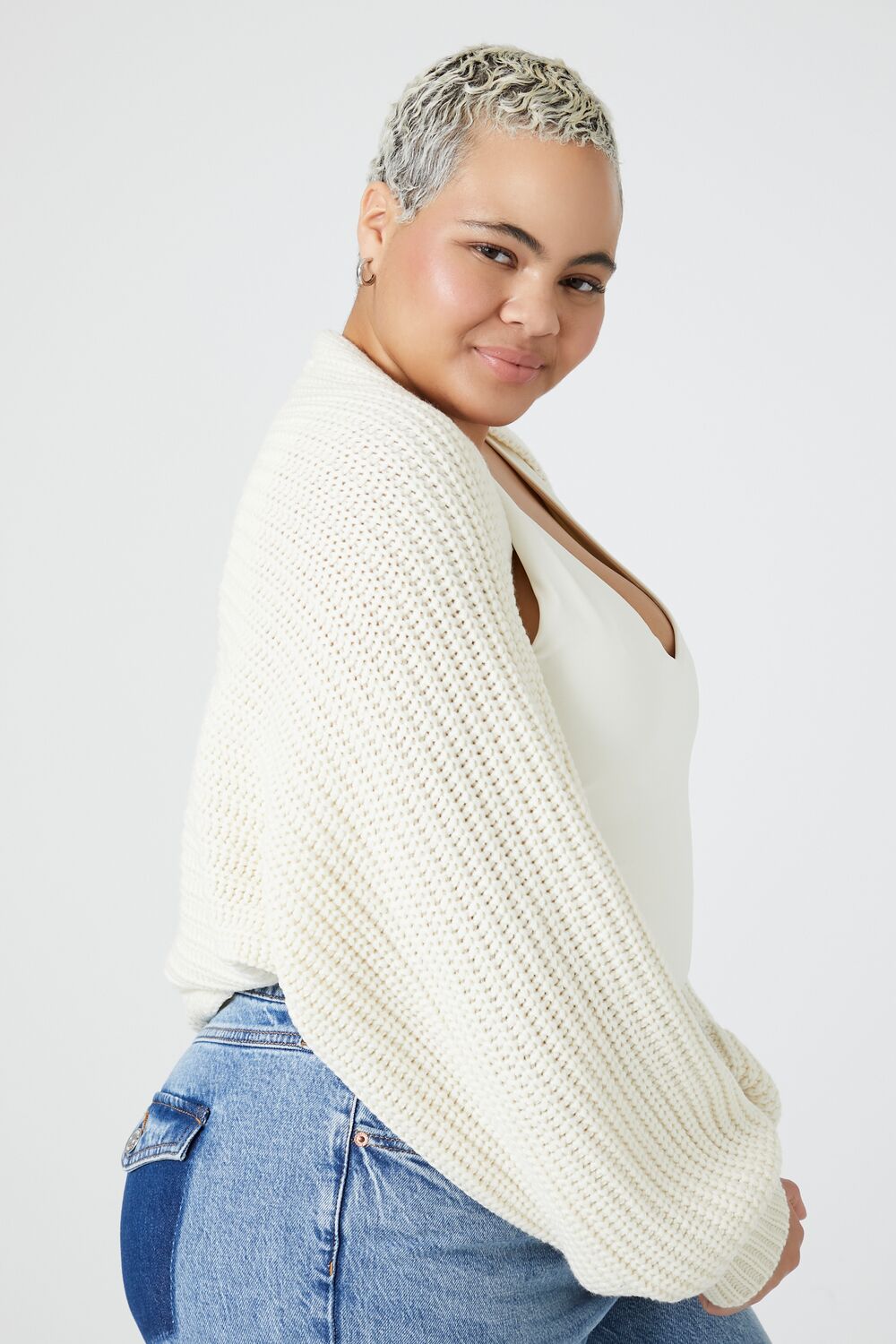 Plus Size Cropped Shrug Sweater