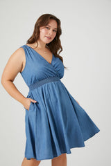 Plus Size Denim Fit & Flare Mini Dress
