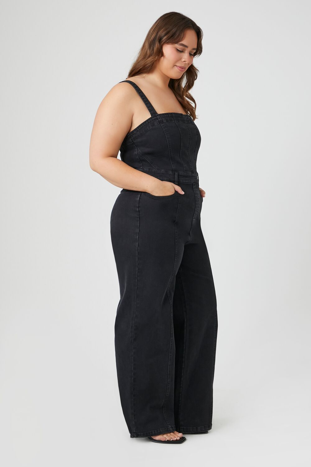 Plus Size Sleeveless Denim Jumpsuit
