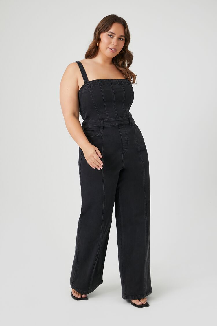 Plus Size Sleeveless Denim Jumpsuit