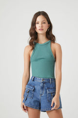 High-Rise Cargo Denim Shorts