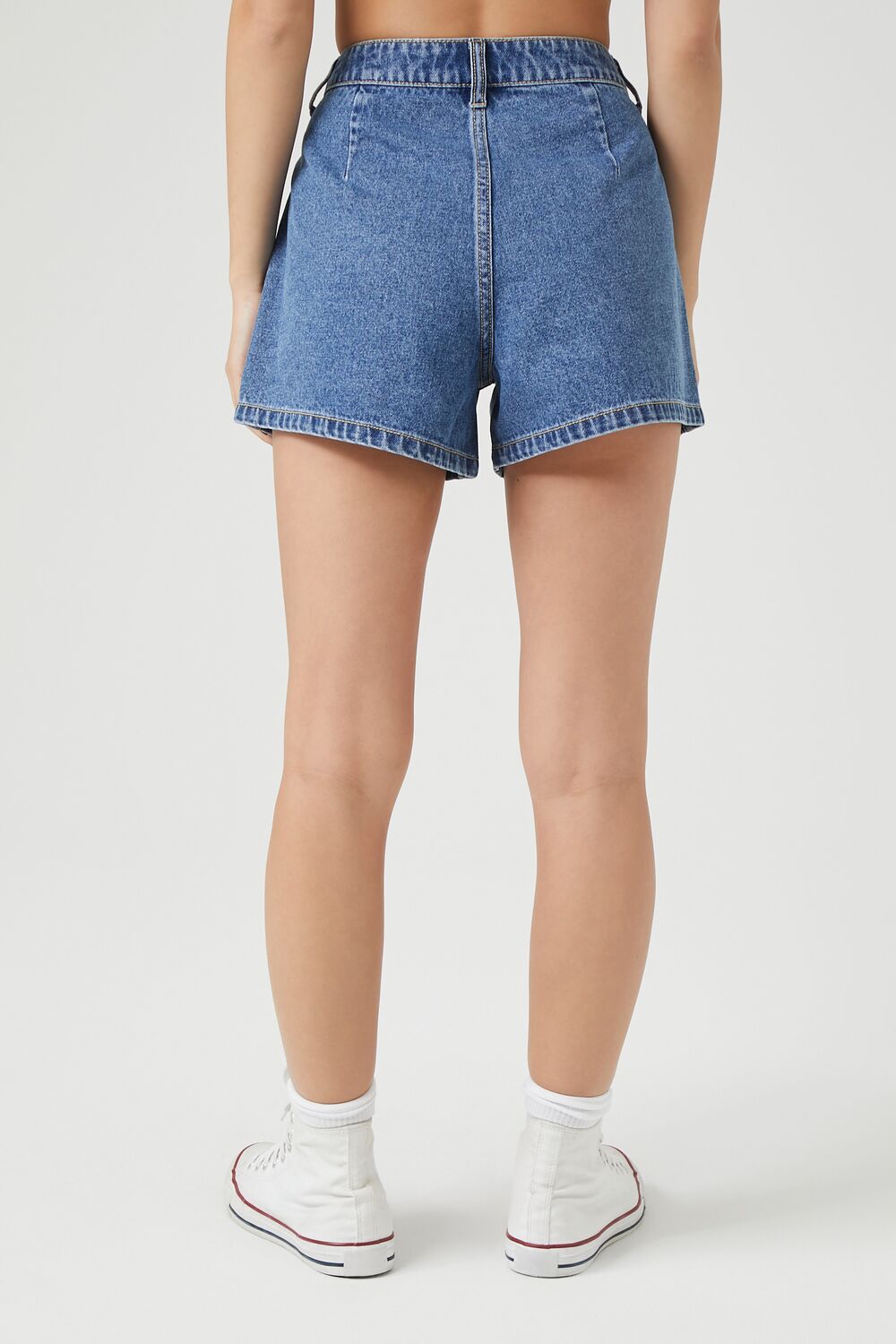 High-Rise Cargo Denim Shorts