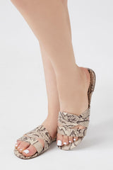Strappy Faux Snakeskin Sandals