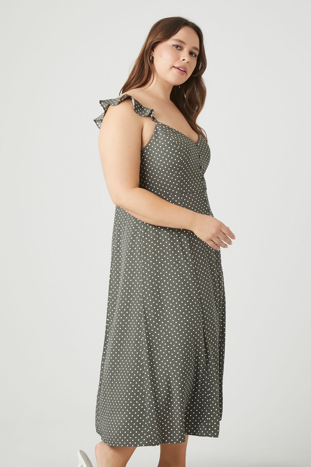 Plus Size Polka Dot Midi Dress