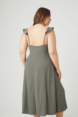 Plus Size Polka Dot Midi Dress
