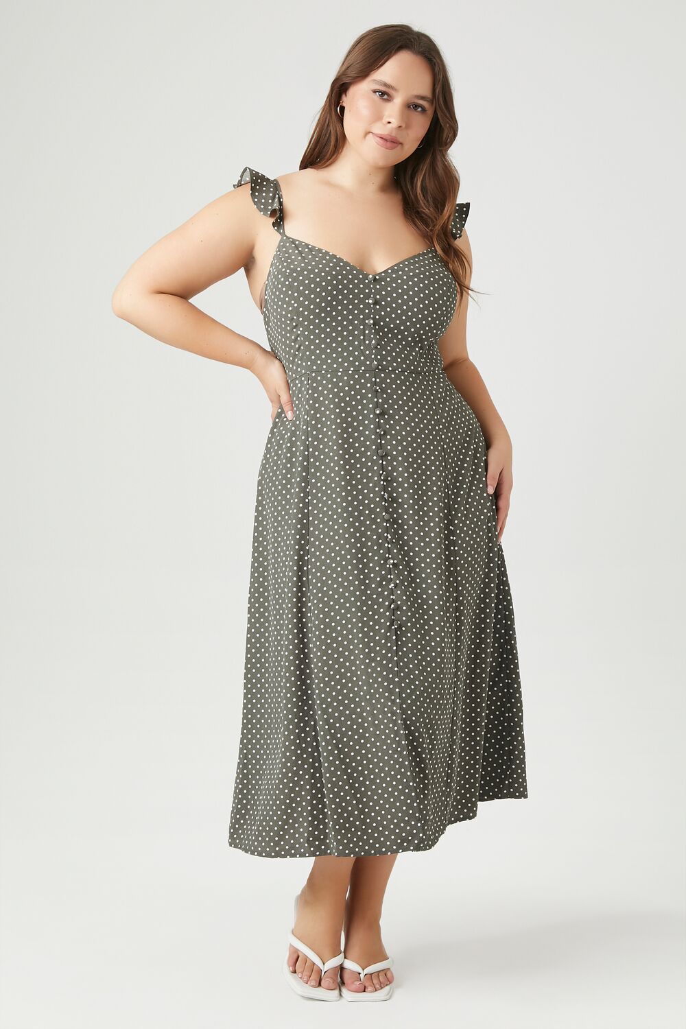 Plus Size Polka Dot Midi Dress