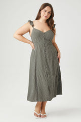 Plus Size Polka Dot Midi Dress