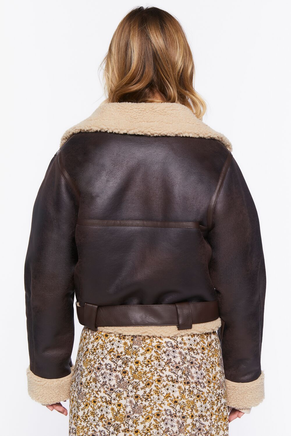 Faux Shearling-Trim Moto Jacket