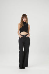 Sweater-Knit Mock Neck Crop Top