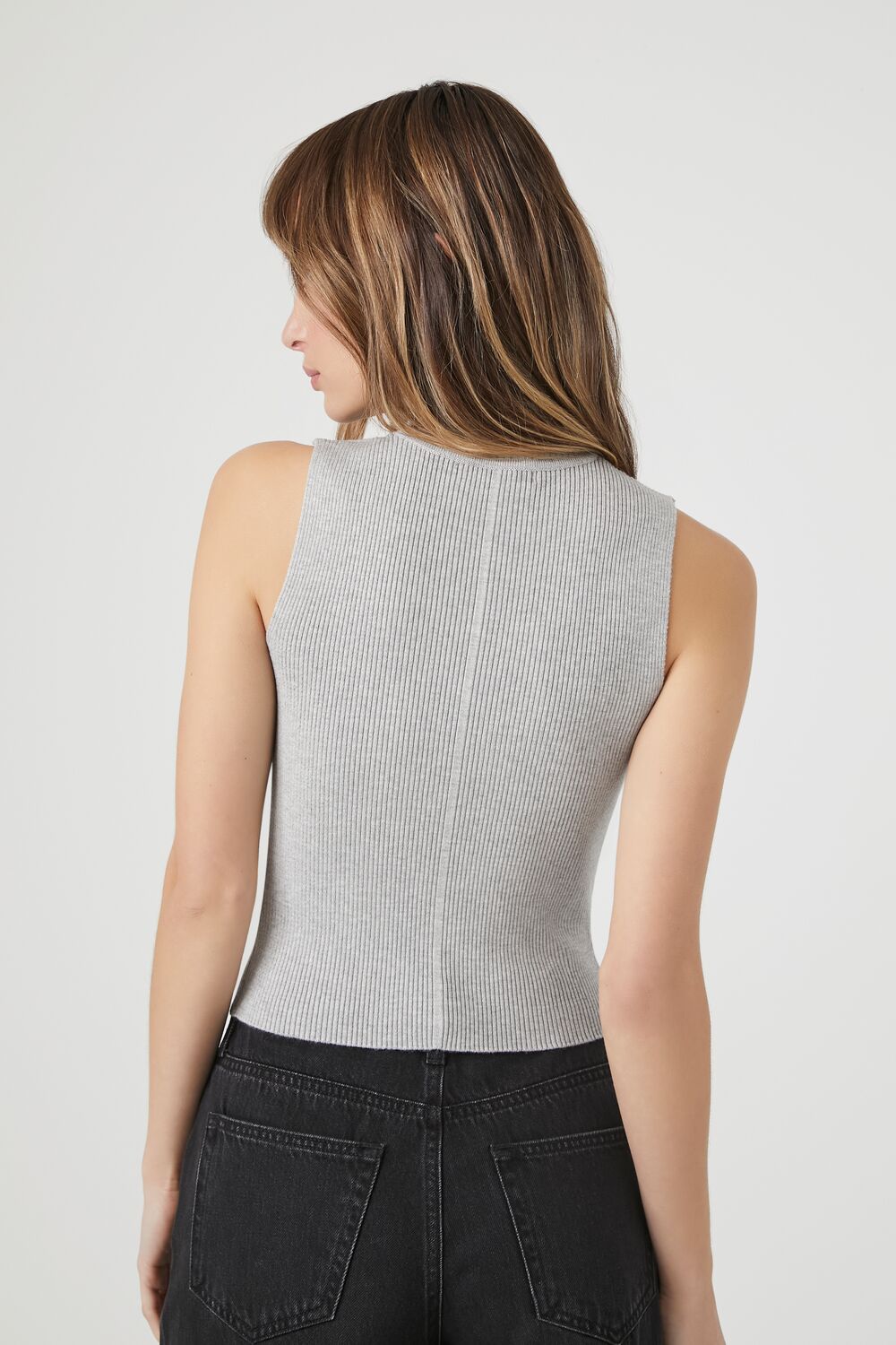 Sweater-Knit Mock Neck Crop Top
