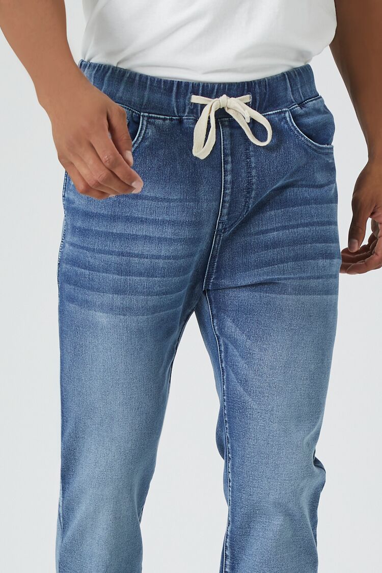 Knit Stretch-Denim Drawstring Joggers