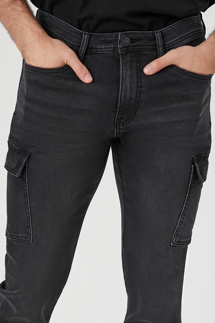 Knit Slim-Fit Cargo Jeans