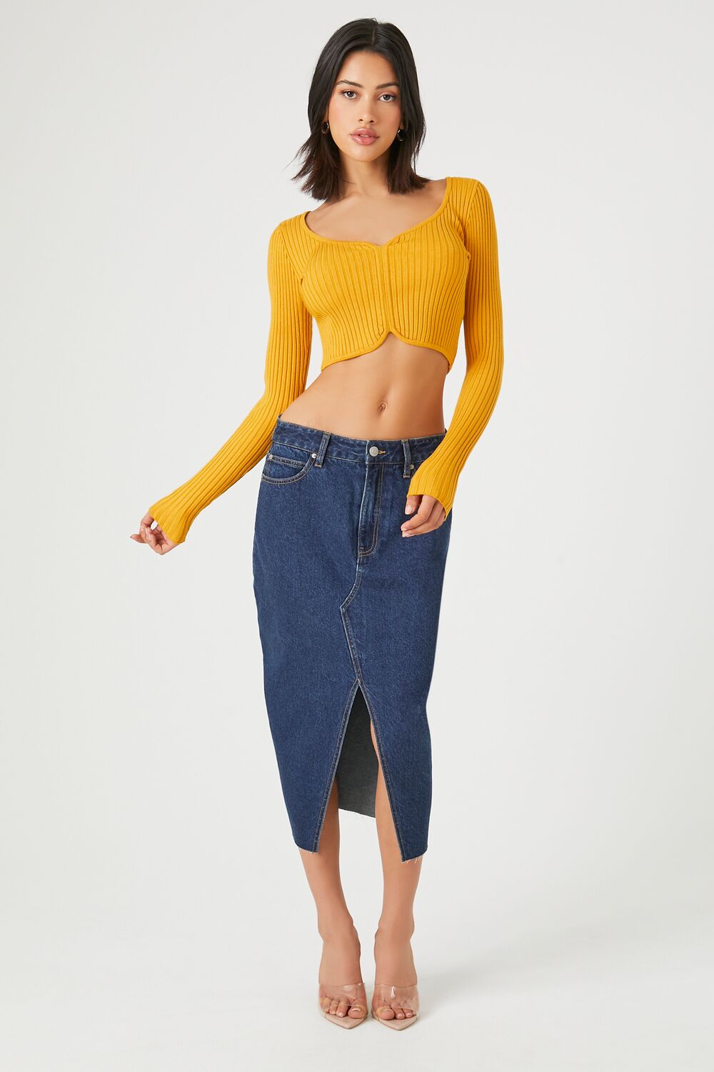 Ribbed Sweater-Knit Crop Top