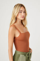 Ribbed Sweater-Knit Bodysuit