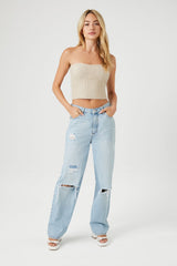 Glitter Sweater-Knit Tube Top