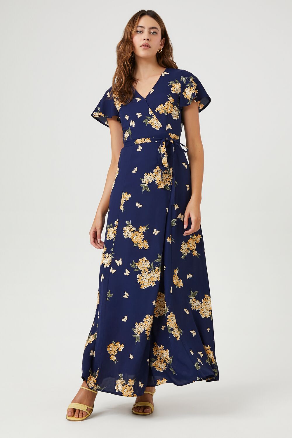 Floral Print Maxi Wrap Dress