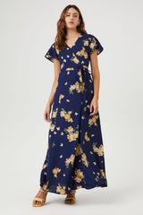 Floral Print Maxi Wrap Dress