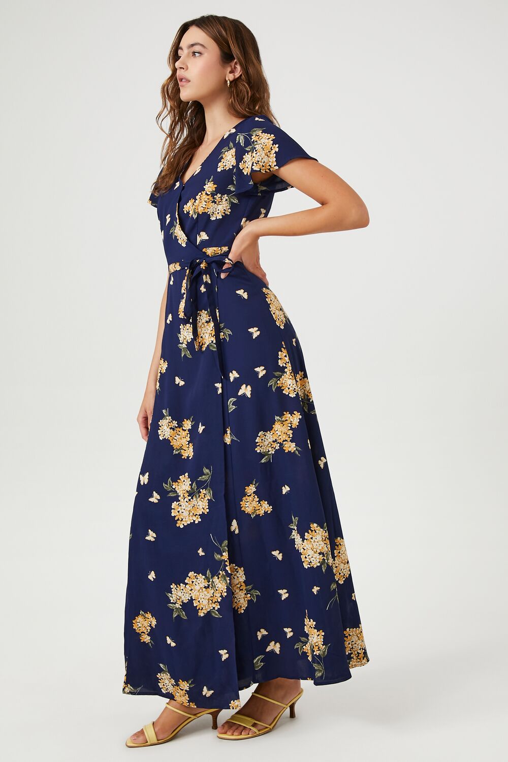 Floral Print Maxi Wrap Dress