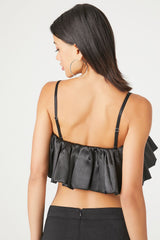 Satin Ruffle Cropped Cami