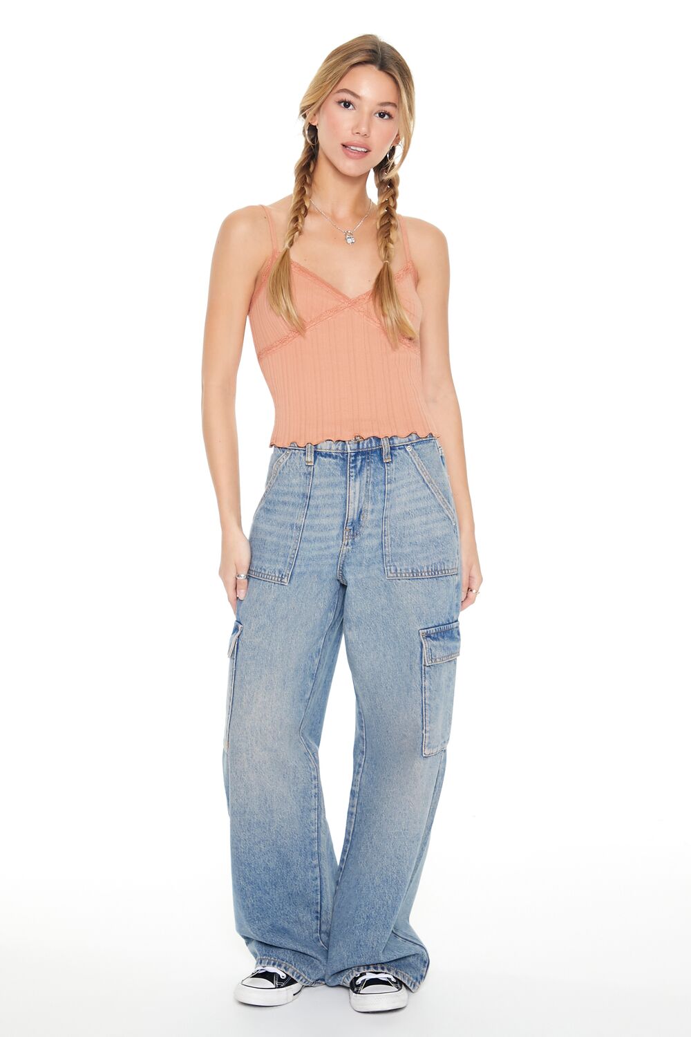 Lace-Trim V-Neck Cami