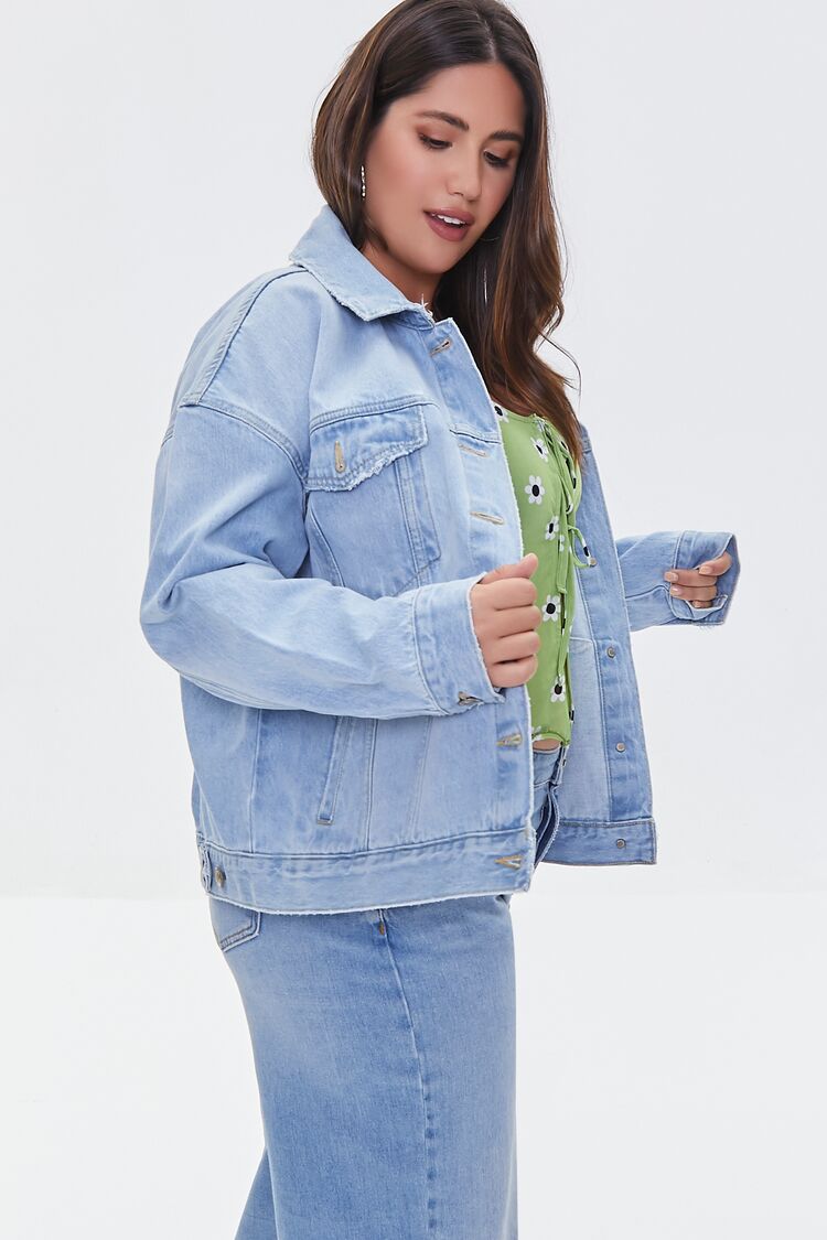 Plus Size Distressed Denim Jacket