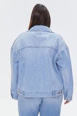 Plus Size Distressed Denim Jacket