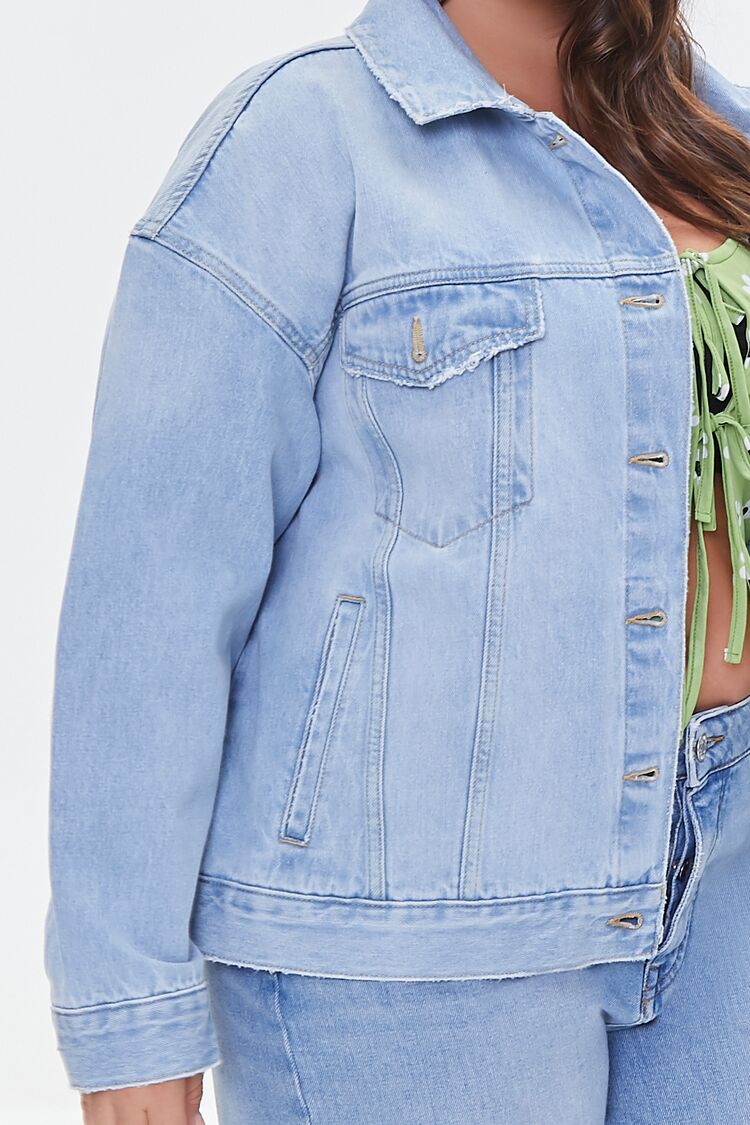 Plus Size Distressed Denim Jacket