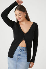 Split-Hem Cardigan Sweater