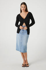 Split-Hem Cardigan Sweater