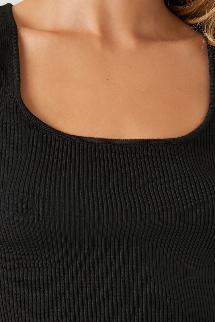 Sweater-Knit Square-Neck Crop Top