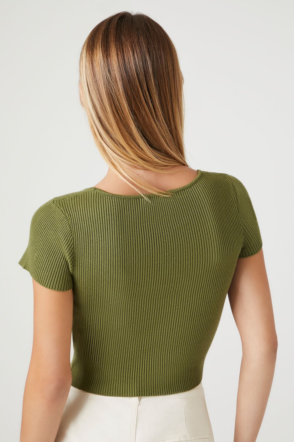 Sweater-Knit Square-Neck Crop Top