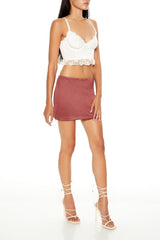 Faux Suede Fitted Mini Skirt