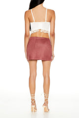 Faux Suede Fitted Mini Skirt