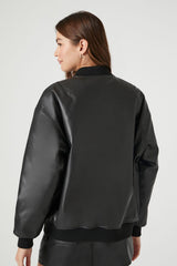 Faux Leather Bomber Jacket