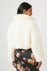 Faux Shearling Cropped Moto Jacket