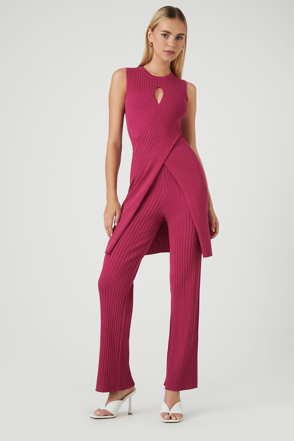 Sweater Knit Surplice Tunic & Pants Set